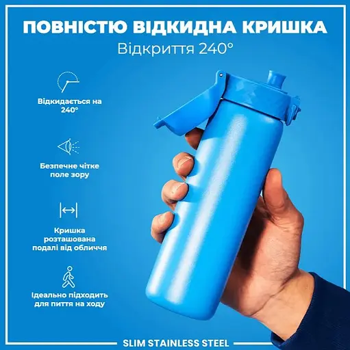Пляшка для води ION8 металева 600 мл Stainless Steel Blue (I8SS600BLU) - фото 3