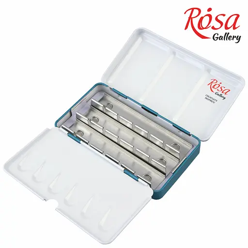Пенал для акварельних фарб Rosa Gallery металевий Бірюза 12 кювет   - фото 3