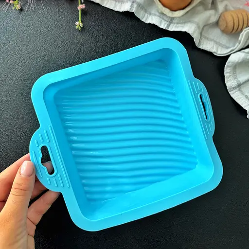 Форма квадратная силиконовая для выпечки кексов, тортов, пирогов и пирожных 18х18 см, A-plus Голубой 85741 - фото 2