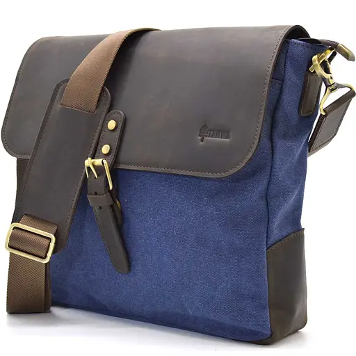 Кожаная мужская сумка через плечо TARWA 30х32х7.5 см sum0025762 - фото 3