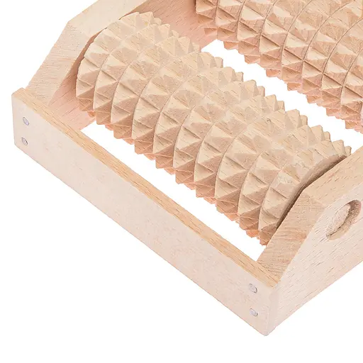 Масажер для ніг дерев'яний зубчастий на 2 ролики для однієї ноги 13х12.5х5 см, Woodly 84983 - фото 5