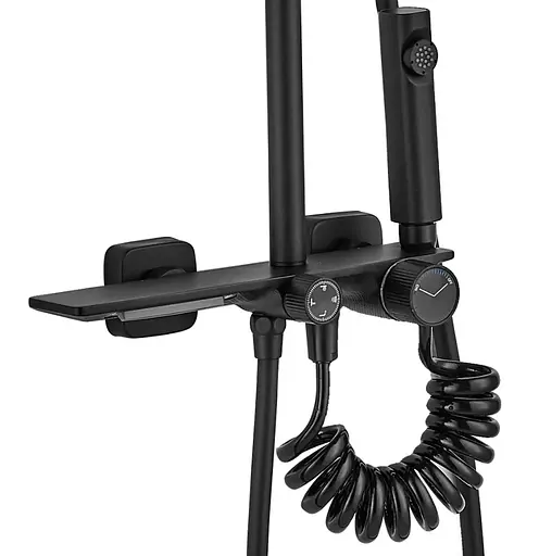 Душова система Rea Helix black з виливом REA-P6618, Чорний матовий - фото 4