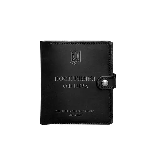 Кожаная обложка-портмоне для удостоверения офицера 11.0 черная Crazy Horse - фото 7