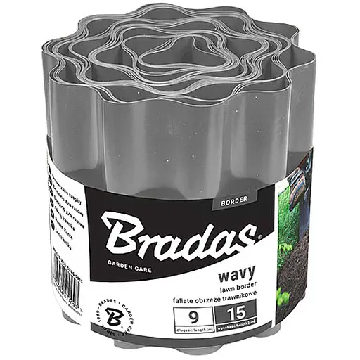 Бордюр хвилястий газонний Bradas 9 м х 15 см сірий OBFGY  0915 - фото 1