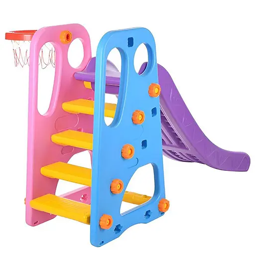 Дитяча гірка BAMBI YG2016-16 Пластик, д163-ш85-в103см, з баскетбольним кільцем, фіолетова - фото 2