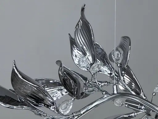 Сучасна підвісна фарфорова люстра витягнутої форми, 12 ламп, хром - фото 3