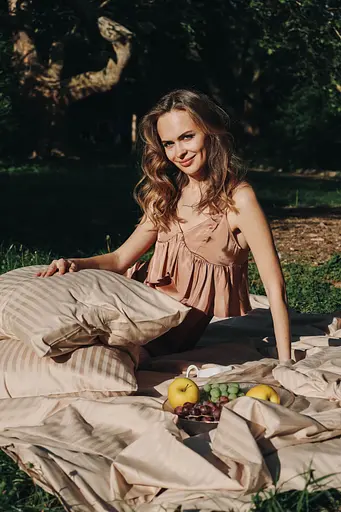 Комплект постельного белья сатин Champagne бежевый - двухспальный - фото 2