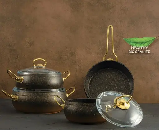 Набір каструль Casa Royal Gold Beaty G-UKR2020 із покриттям Bio Granit Чорний - фото 2