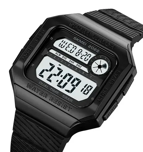 Годинник чоловічий спортивний наручний Skmei 2022 (Чорний з білим циферблатом) - фото 2