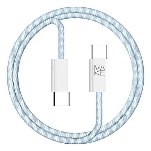 Кабель MAKE Type-C to Type-C PD 65W 1м Nylon Blue - фото 1
