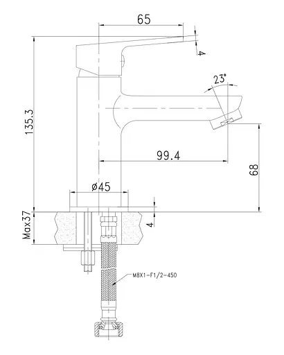 Змішувач для умивальника Imprese Laska 05040 (35)B Чорний - фото 2