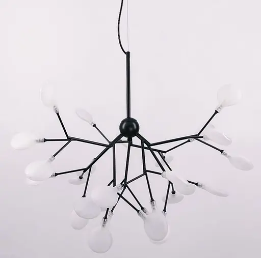 Современная каскадная листовая люстра в черном цвете на 27 ламп Line.F Цвет плафона Графитовый - фото 6