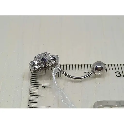 Срібна сережка для пірсингу пупка Ірій з фіанітами. 6010 - фото 3