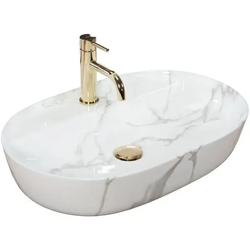 Умивальник Rea Aura 61 накладний marmo shiny REA-U8003, Мармур - фото 1