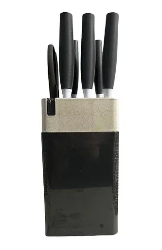 Набор ножей для кухни с подставкой Rainberg RB-8808 кухонные ножи и подставки черный - фото 2