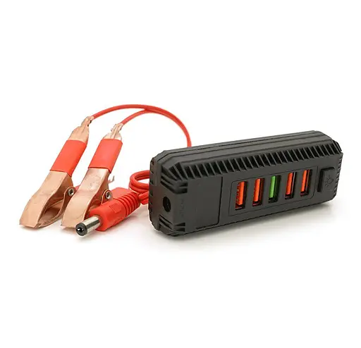 Зарядное устройство Voltronic ZS112, 4 USB 2.0+USB 3.0, фонарик, с крокодилами питание 12В - фото 3