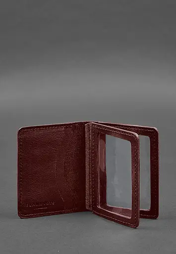 Кожаная обложка для водительского удостоверения, ID и пластиковых карт 2.0 бордовая - фото 3