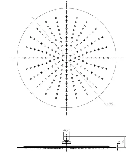 Верхний душ Imprese 400 мм S400SS2, Хром - фото 2