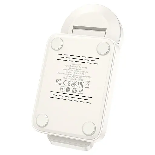 Бездротова зарядна підставка з підсвіткою Hoco CQ3 3-in-1 складана біла - фото 2