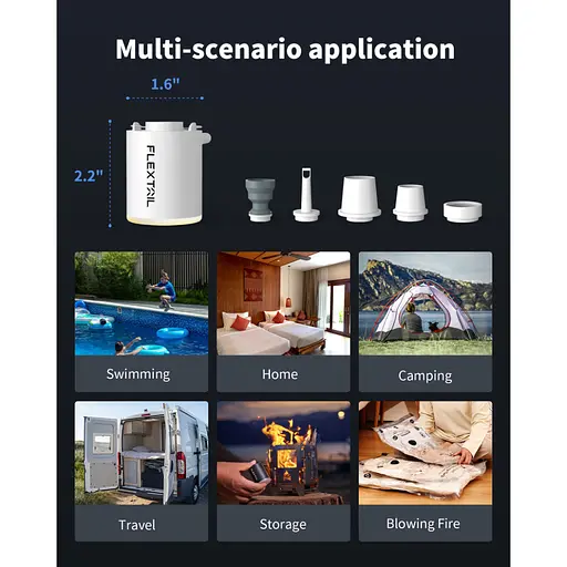 Насос-ліхтар кемпінговий Flextail Tiny Pump Х, чорний із вакуумними пакетами 2 шт. (50х70) - фото 11