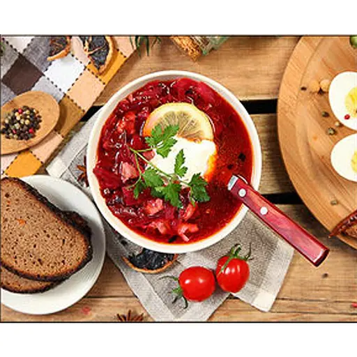 Алмазна мозаїка Strateg ПРЕМІУМ Смачний борщ розміром 30х40 см (HEG86889) - фото 1
