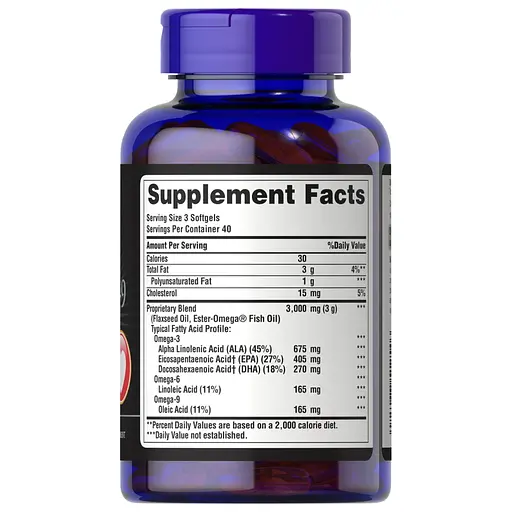 Жирные кислоты Puritan's Pride Triple Omega 3-6-9 Fish Flax Oils, 120 капсул - фото 2