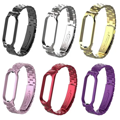 Ремінець для фітнес-браслета Boorui для Xiaomi Mi Band 5 і 6 металевий чорний - фото 4