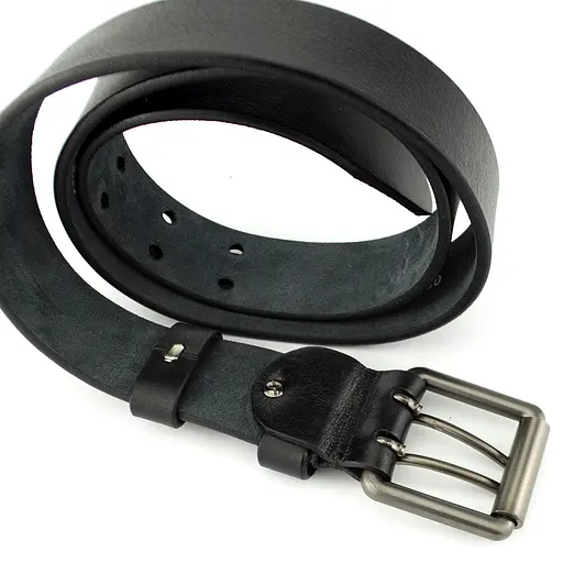 Ремінь чоловічий шкіряний чорний з двома язичками JK-4075 (125 см) - фото 4