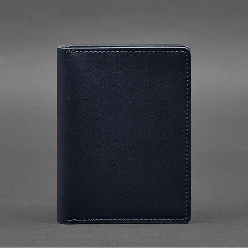 Кожаная обложка-органайзер для документов 6.1 темно-синий краст - фото 8