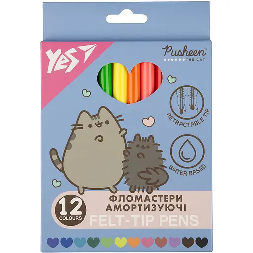 Набір фломастерів Yes Pusheen амортизуючих 12 шт. (650581)
