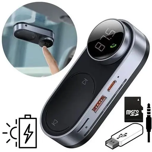 FM-блютуз-модулятор автомобільний Baseus CCTM-01 трансмітер адаптер зарядний пристрій - фото 3