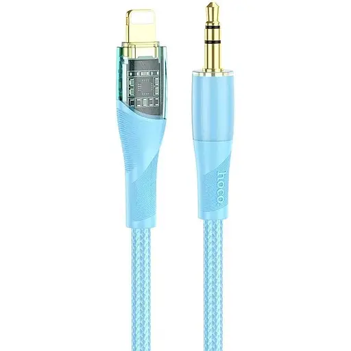 Кабель Hoco UPA25 3.5 мм to lightning Transparent Discovery Edition Digital audio conversion cable 1 м голубой