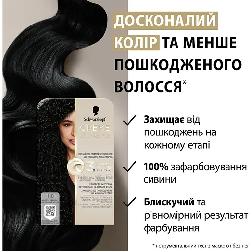 Фарба для волосся Creme Supreme №1-0 натуральний чорний - фото 12