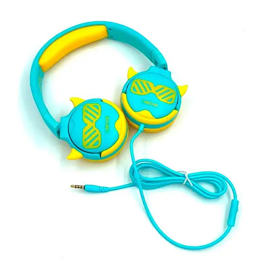 Наушники Celebrat детские проводные A25 3.5 мм складные голубо-желтые - фото 2