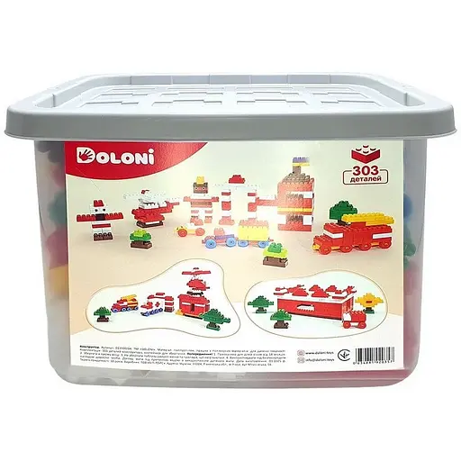 Детский блочный конструктор Doloni 013999/04 в пластиковом боксе 303 детали - фото 1