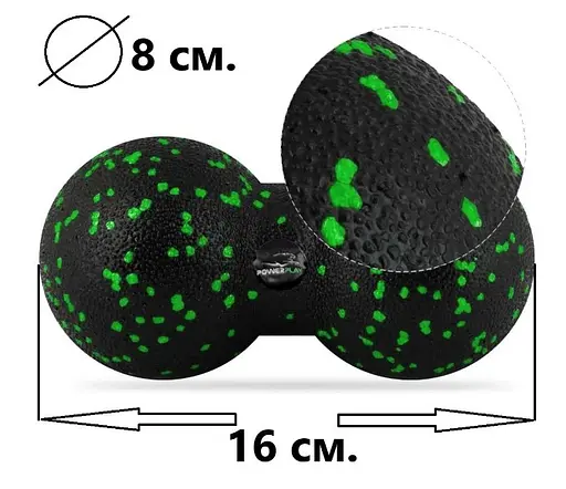 Набір для масажу та йоги PowerPlay PP_4095 EPP (Ролик 45*15 + 2-ва мячі) Green + гумка 5.5 кг (PP_4095_Green) - фото 7