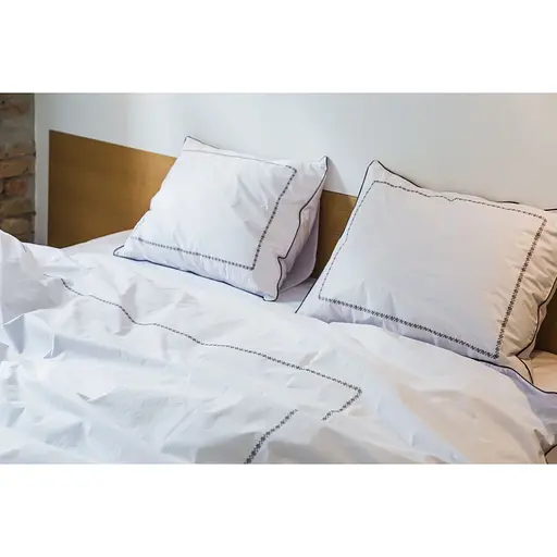 Комплект постільної білизни Ecotton Premium євро перкаль вишивка з графітовим кантом (25141) - фото 5