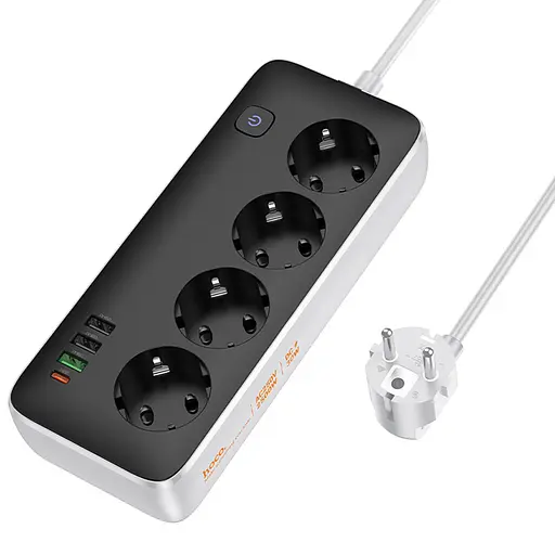 Удлинитель Hoco AC22 Sunlight (PD30W/1C/3A/4xSocket) (1.5m) - фото 3