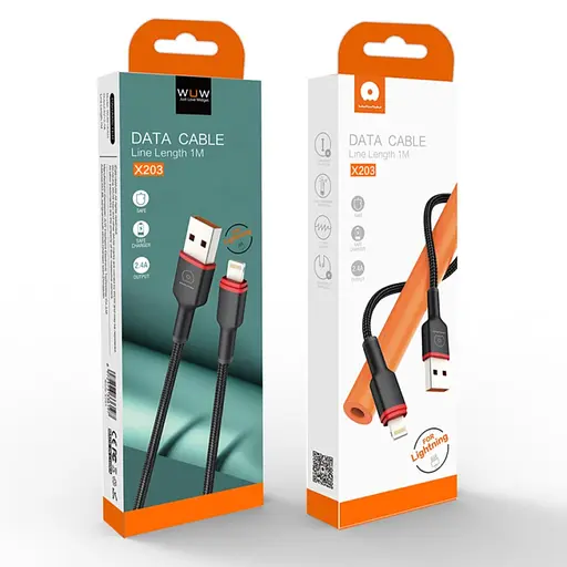 Кабель WUW-X203 USB Lightning 2,4А black - фото 2