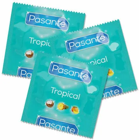 Презервативы Pasante Tropical со вкусом тропических фруктов