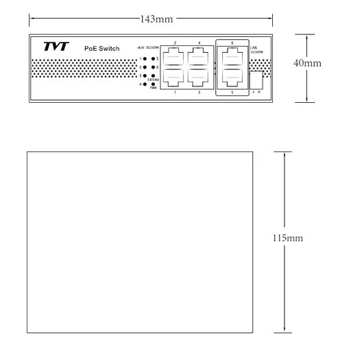 PoE-коммутатор 6-портовый TVT TD-B2204S1-PEU с 4 портами PoE (77-00385) - фото 6