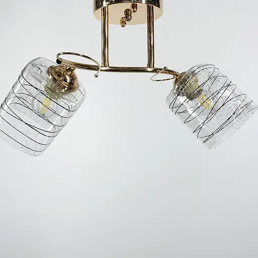 Золотая люстра на 2 плафона с черно-белыми узорами | Line F | Ст. 9513/2 GD - фото 2