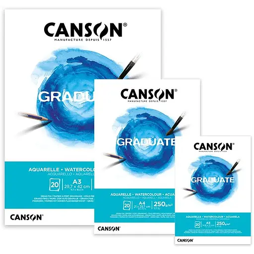 Склейка бумаги для акварели GRADUATE 250г/м2 20л среднее зерно Canson