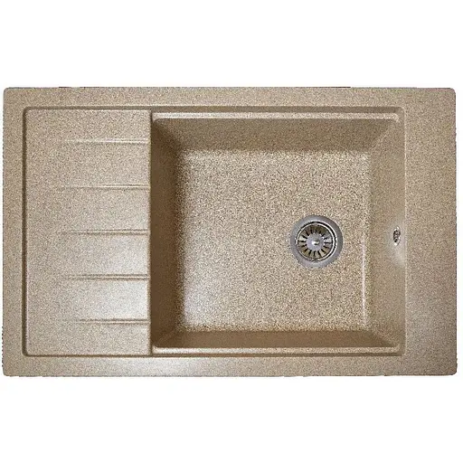 Гранітна кухонна мийка Romzha Patrat 78 Piesok (301) з крилом - фото 1