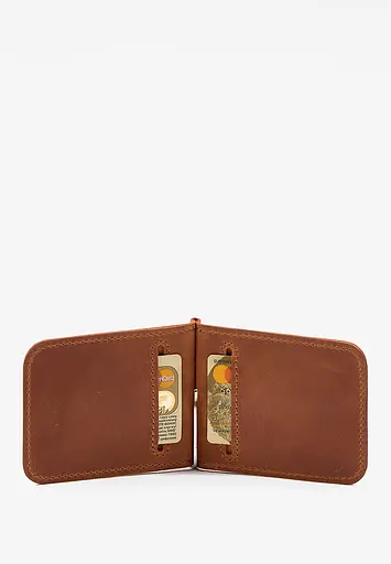 Зажим для денег светло-коричневый винтаж - фото 3