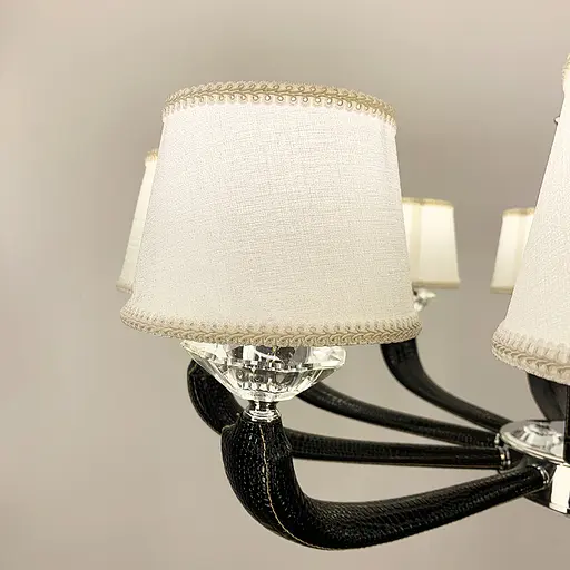 Люстра с элементами черной экокожи на 10 абажуров Line.F S 6610/10 BK - фото 2