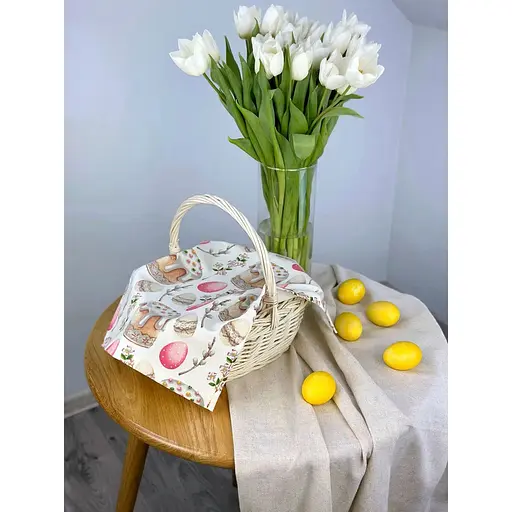 Пасхальное полотенце водоотталкивающее для корзины Пасхальная пасочка 40х30 см розовая - фото 2