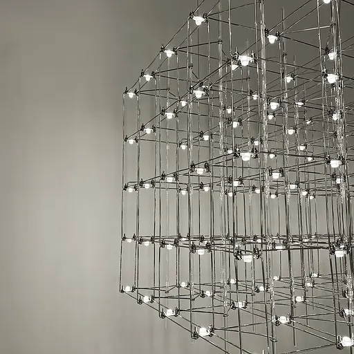 Кубічна люстра у формі паралелепіпеда 111х60х60 см | Арт. MJ 201-1110*600*600 CH | Line F - фото 1