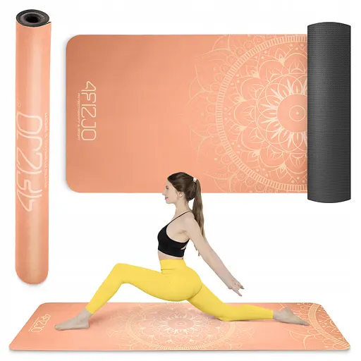 Коврик (мат) спортивный 4FIZJO замша 183 x 61 x 0.15 см для йоги и фитнеса Orange (P-5905973404402) - фото 2