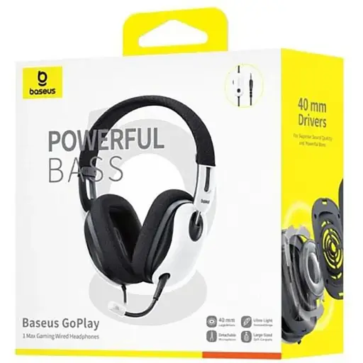 Беспроводные наушники Baseus GoPlay 1 Max Gaming Wired Headphones OS Moon White - фото 2